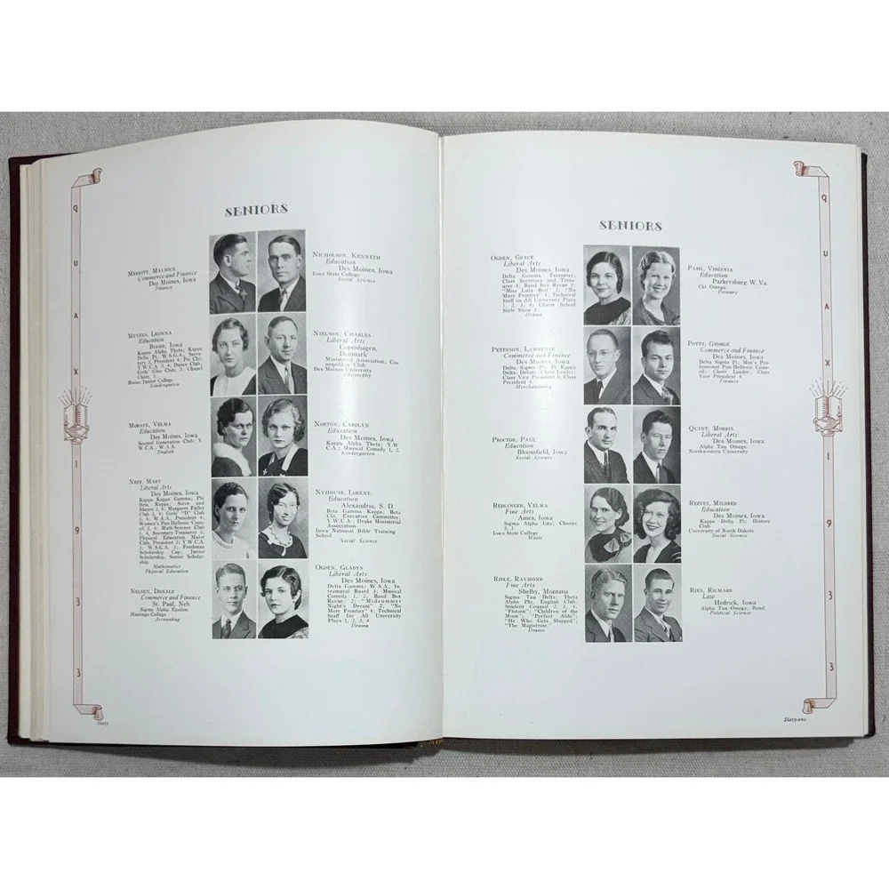 Vintage 1933 Drake University Quax Yearbook Art Deco Courage Honor Culture